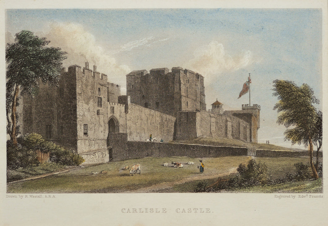Carlisle Castle - Antique Steel Engraving circa 1829