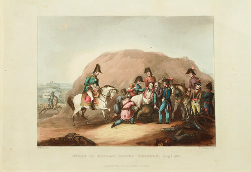 Death of Moreau Before Dresden Aug 1813 - Aquatint circa 1815