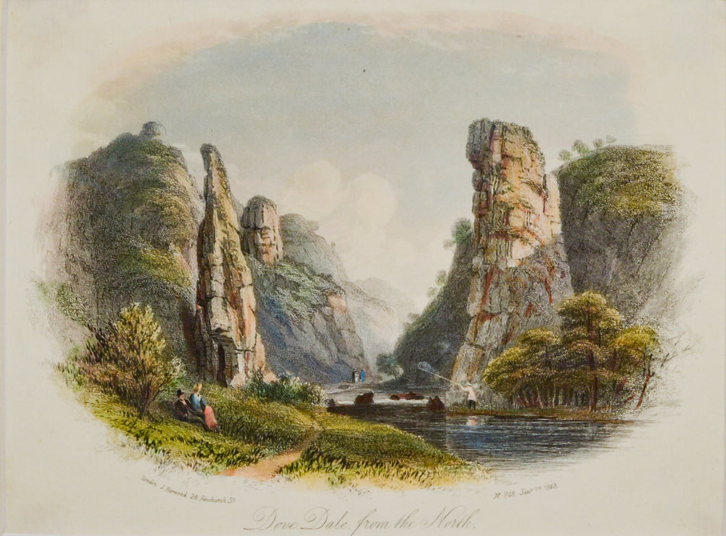 Dove Dale from the North - Antique Steel Engraving circa 1848