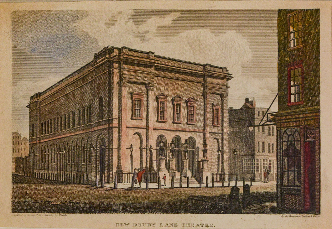 New Drury Lane Theatre - Antique Copper Engraving circa 1813