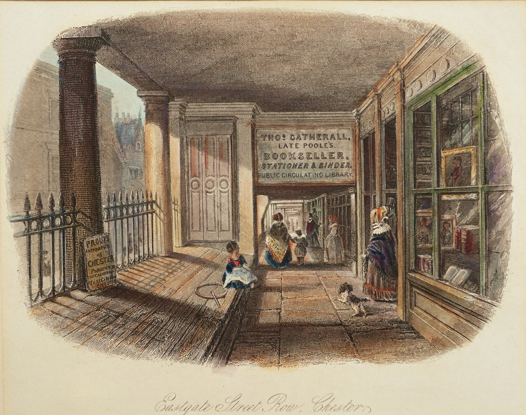 Eastgate Street Row Chester - Antique Steel Engraving circa 1844
