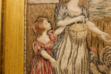 Load image into Gallery viewer, &#39;Feeding the Chickens&#39; - Early 19th Century Needlework Picture
