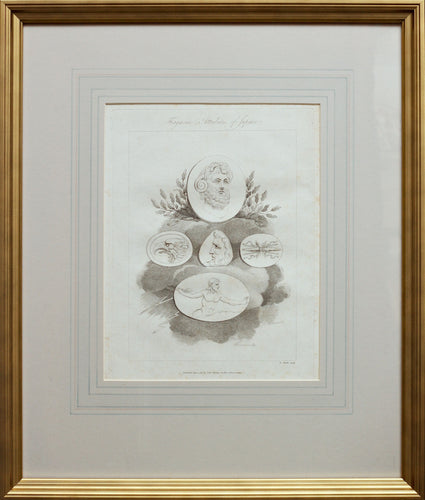 Fragments & Attributes of Jupiter - Antique Copper Engraving 1803