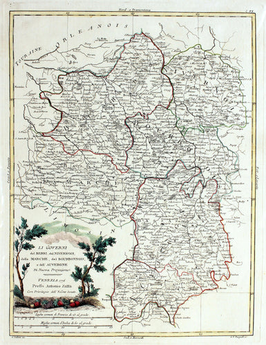 Map of Central France - Antique Map circa 1776