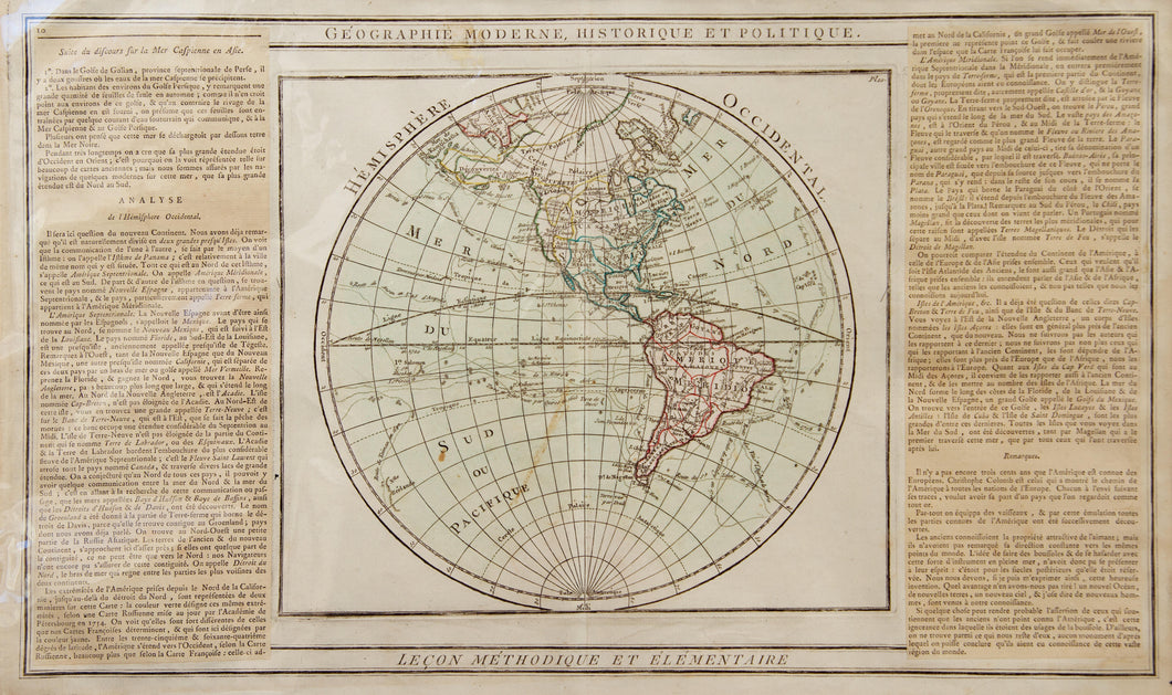 Geographie Moderne Historique et Politique - Antique Map of the Americas circa 1766