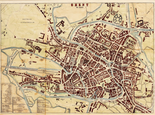 Ghent - Antique Map circa 1870