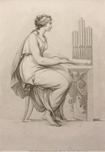 Load image into Gallery viewer, Goddess Playing a Pipe Organ Stipple Engraving 1798
