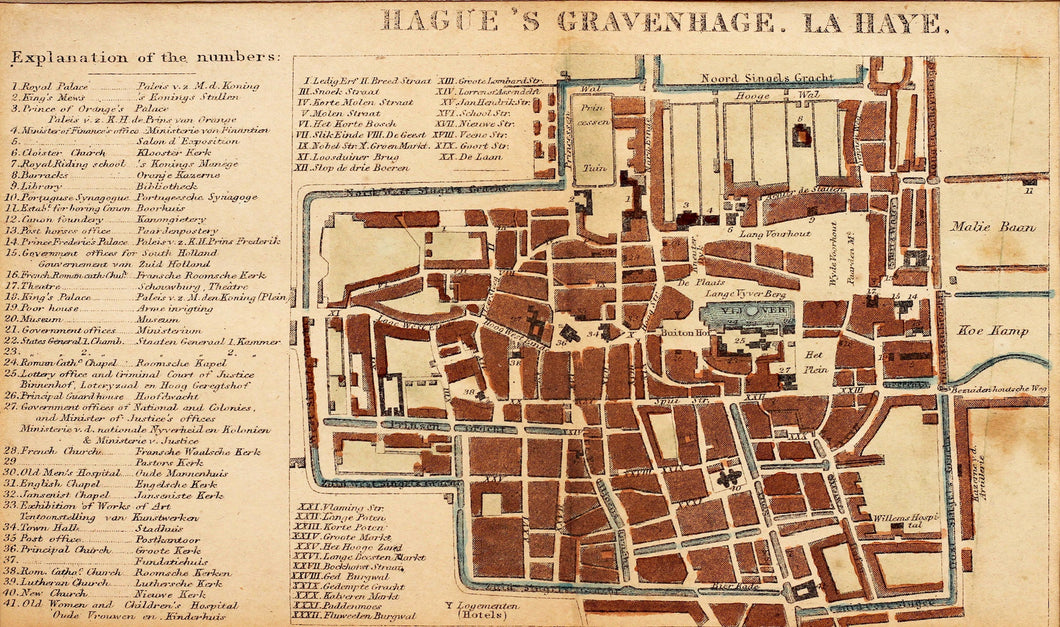 Hagues Gravenhage La Haye - Antique Map circa 1870
