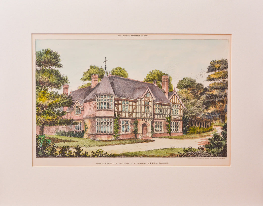 Horehamhurst, Sussex - Antique Lithograph, 1887