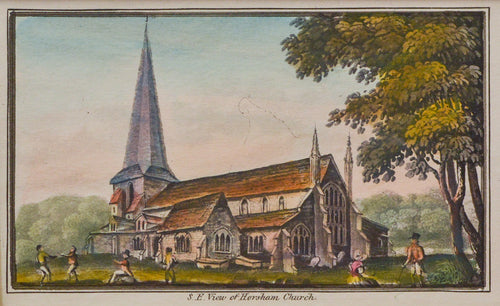 SE View of Horsham Church - Antique Aquatint circa 1830