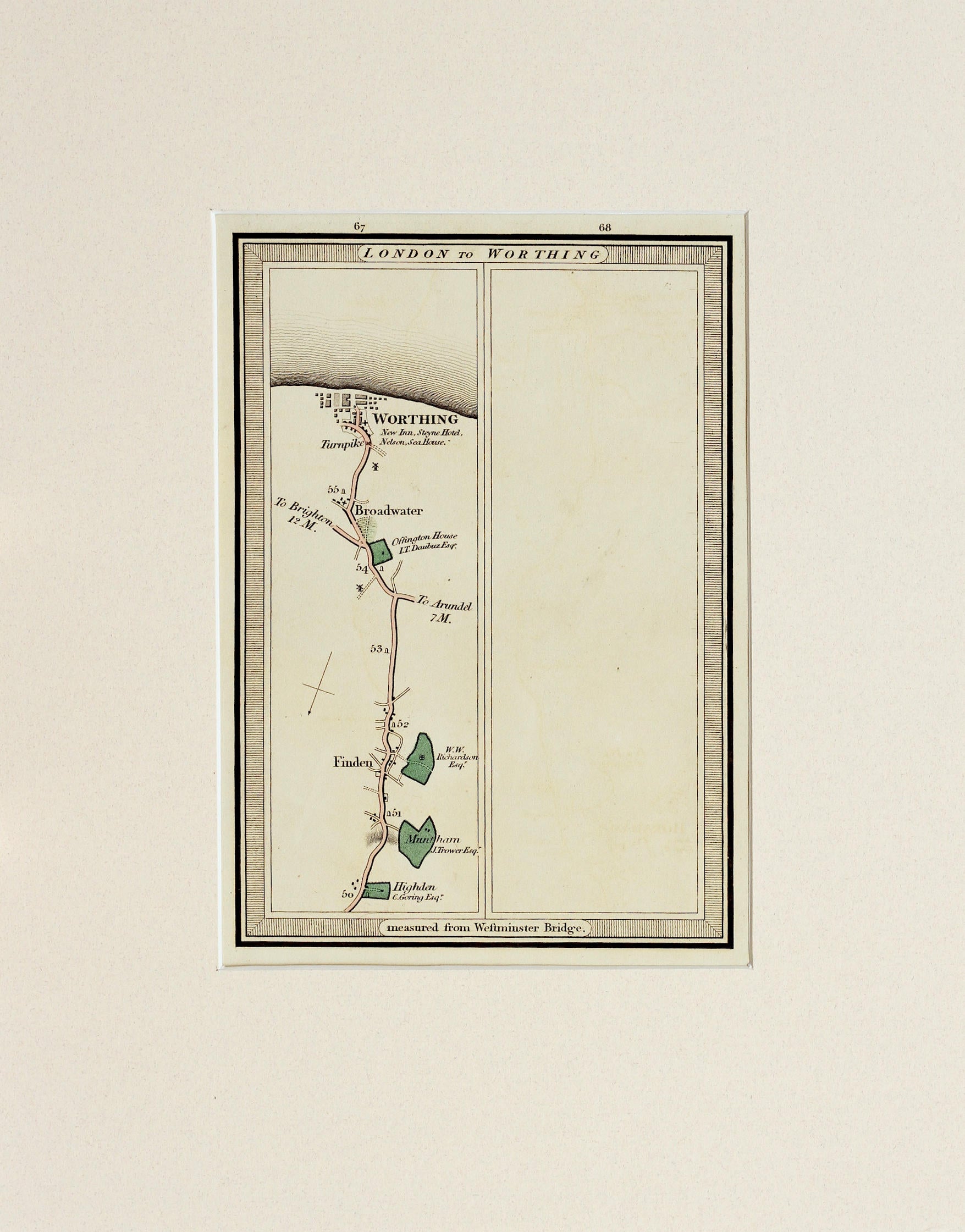 London to Worthing - Antique Map by Edward Mogg, circa 1816 – The Witch ...