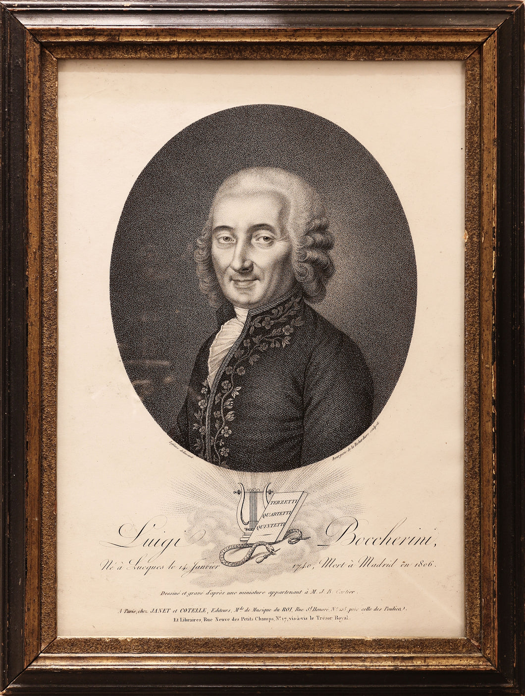 'Luigi Boccherini' a Fine Stipple Engraving of the Composer circa 1806