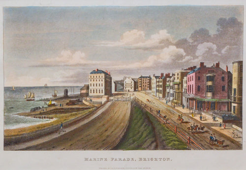 Marine Parade Brighton - Antique Aquatint circa 1829