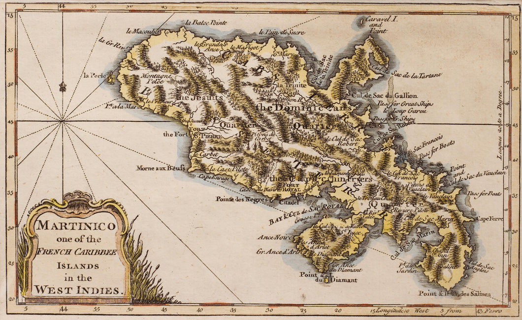 Martinico Martinique - Antique Map circa 1758