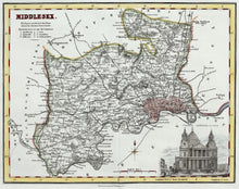 Load image into Gallery viewer, Middlesex - Antique Map by Fullarton circa 1848
