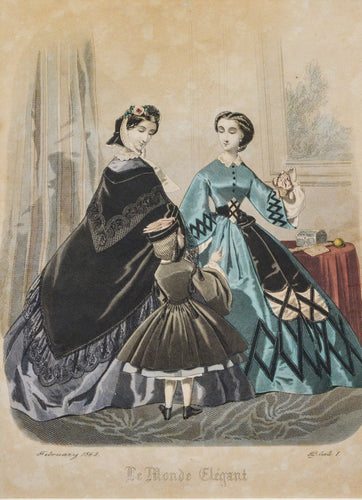 Le Monde Elegant - Antique Fashion Print 1862