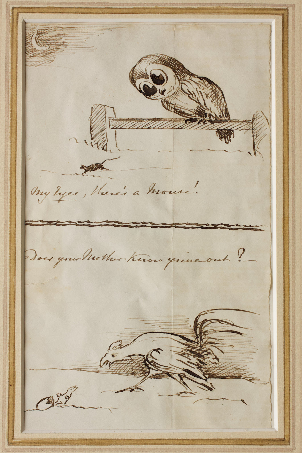 My Eyes, Theres a Mouse Does Mother Know Youre Out - Pen and Ink Sketches circa 1880s