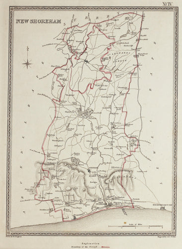 New Shoreham - Antique Map by J&C Walker circa 1835