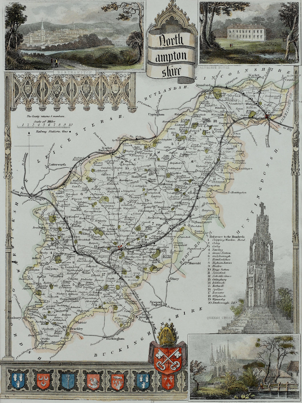 Northamptonshire - Antique Map by Thomas Moule circa 1848