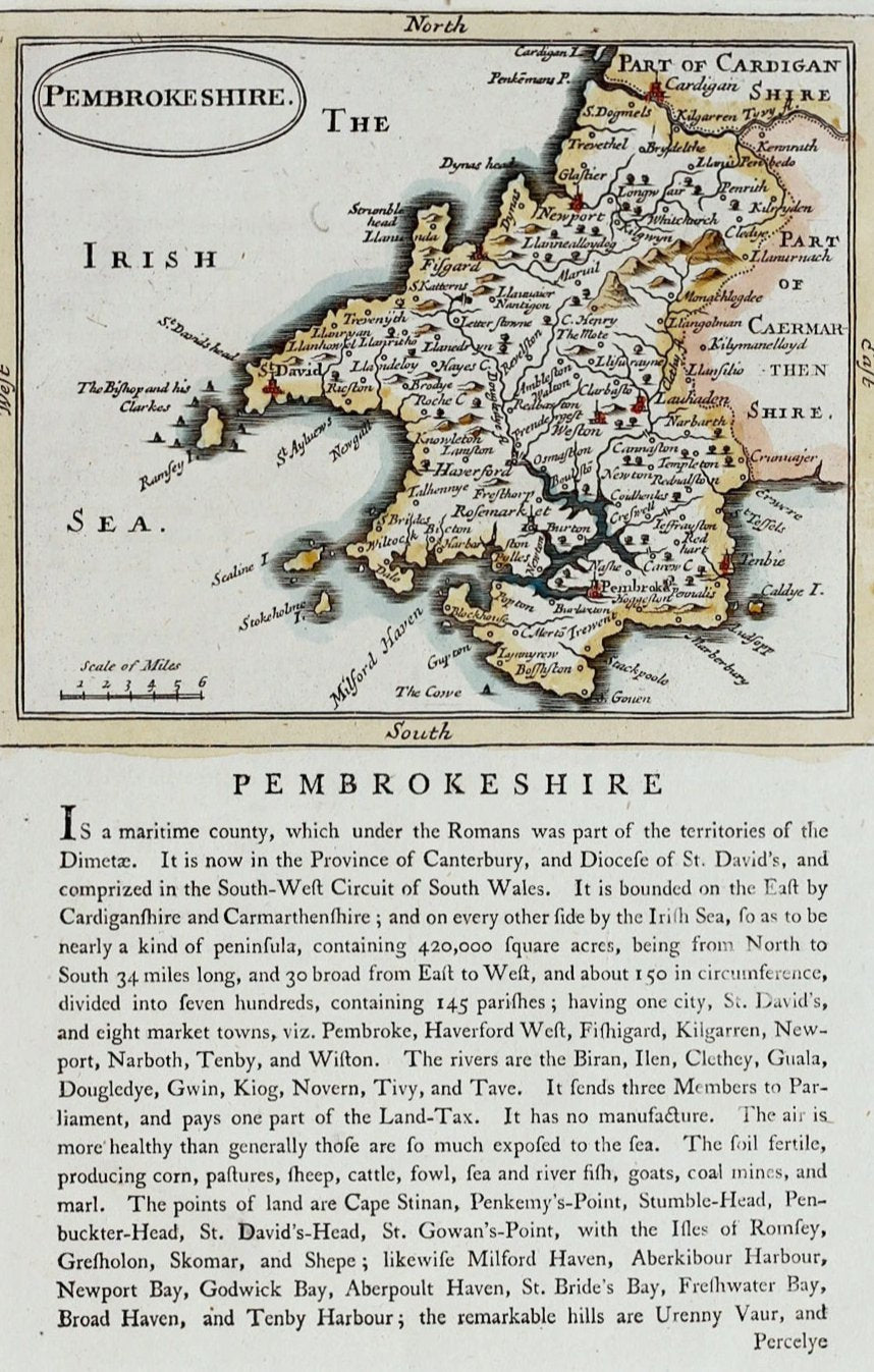 Pembrokeshire - Antique Map by Seller Grose circa 1785