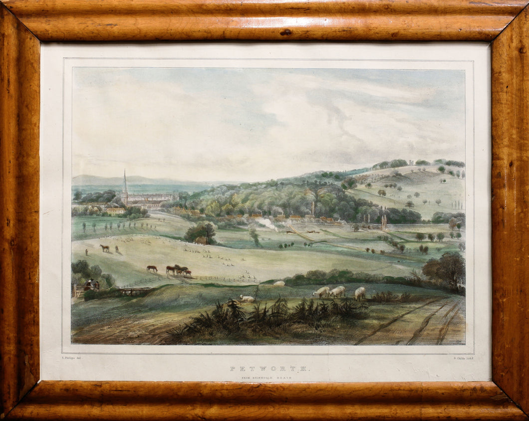 Petworth From Brinksole Heath - Lithograph circa 1840s