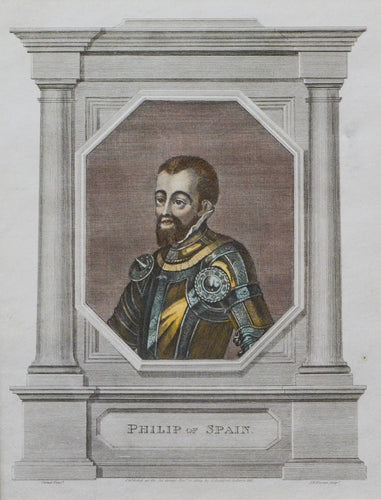 Philip of Spain - Antique Copper Engraving 1803