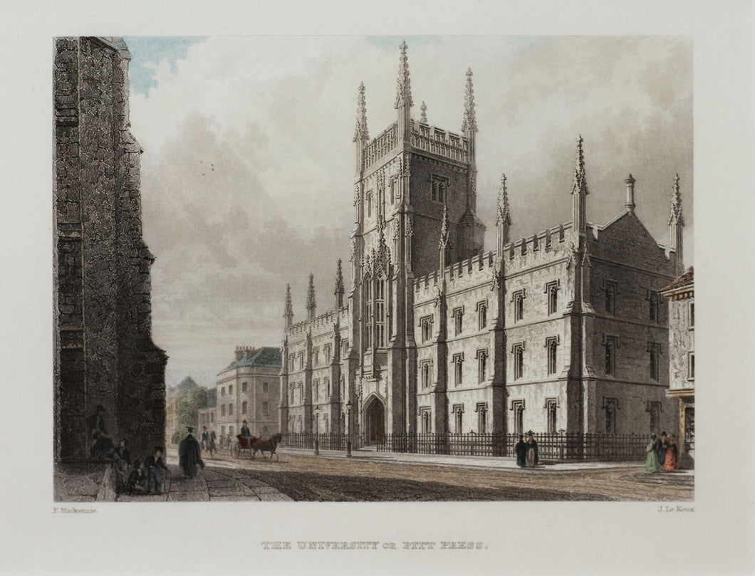 The University or Pitt Press - Antique Steel Engraving circa 1858