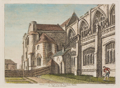 The Priory of St Christ Church Twynham - Antique Copper Engraving 1784