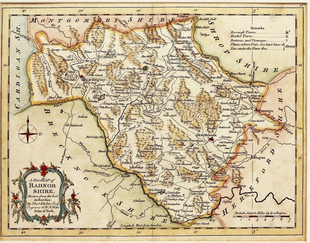 A New Map of Radnorshire - By T KItchin circa 1764
