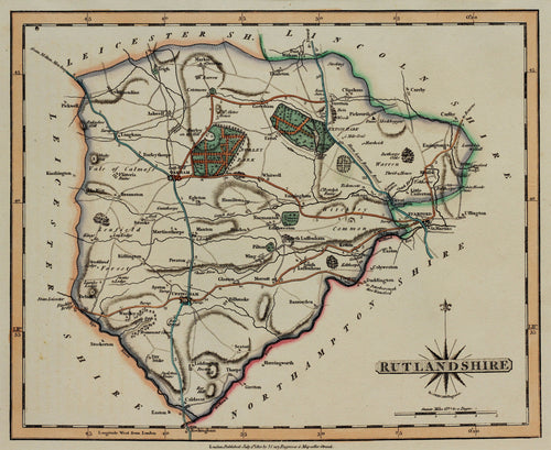 Rutlandshire - Antique Map by J Cary circa 1812