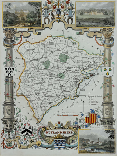 Rutlandshire - Antique Map by Thomas Moule circa 1843