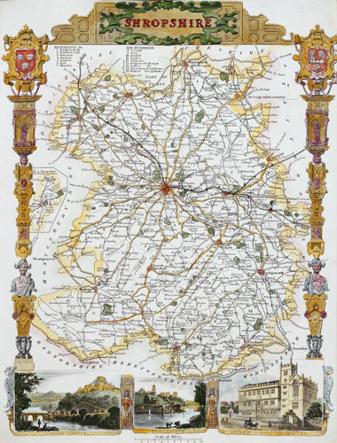 Shropshire - Antique Map by Thomas Moule circa 1848