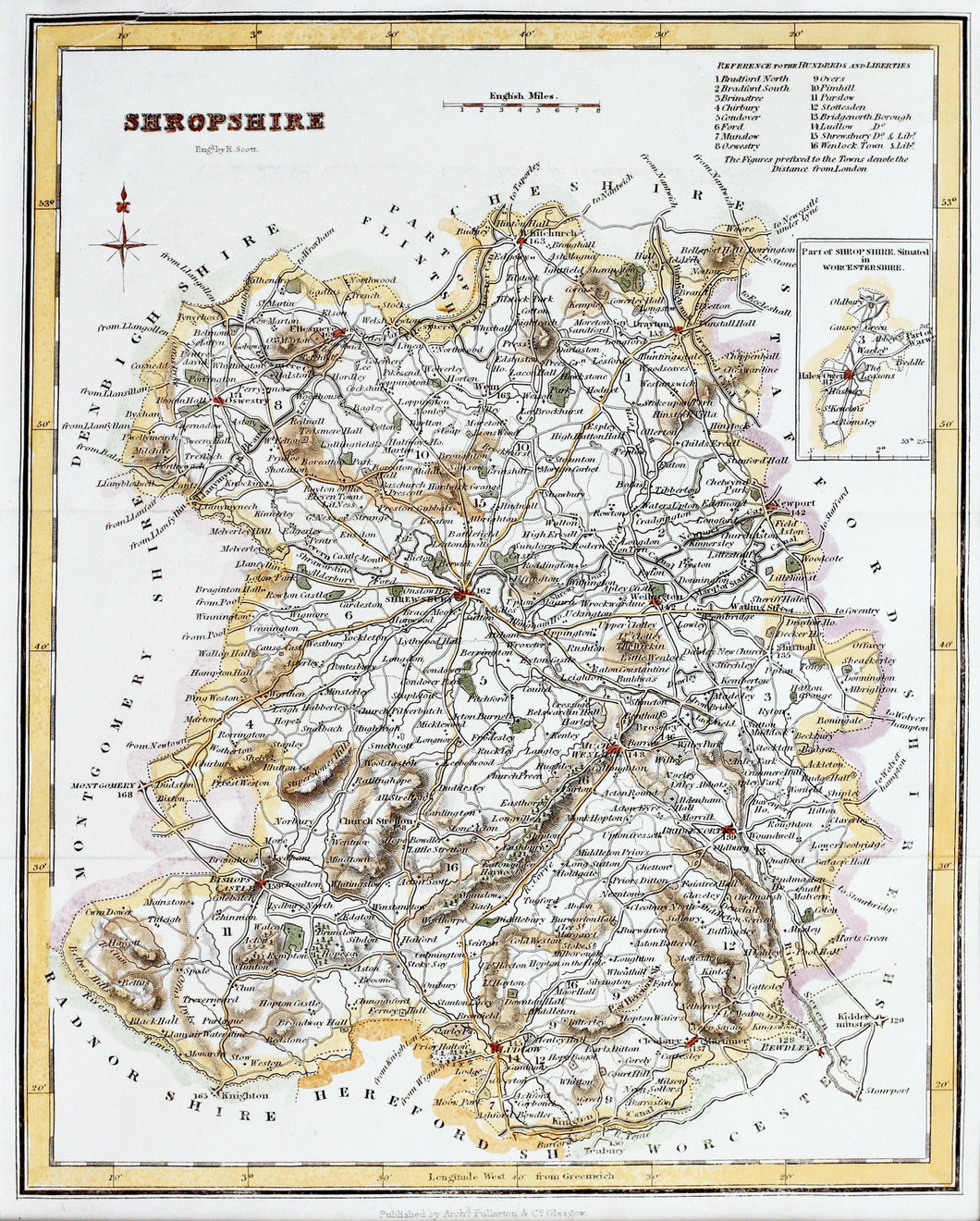 Shropshire - Antique Map by R Scott circa 1850