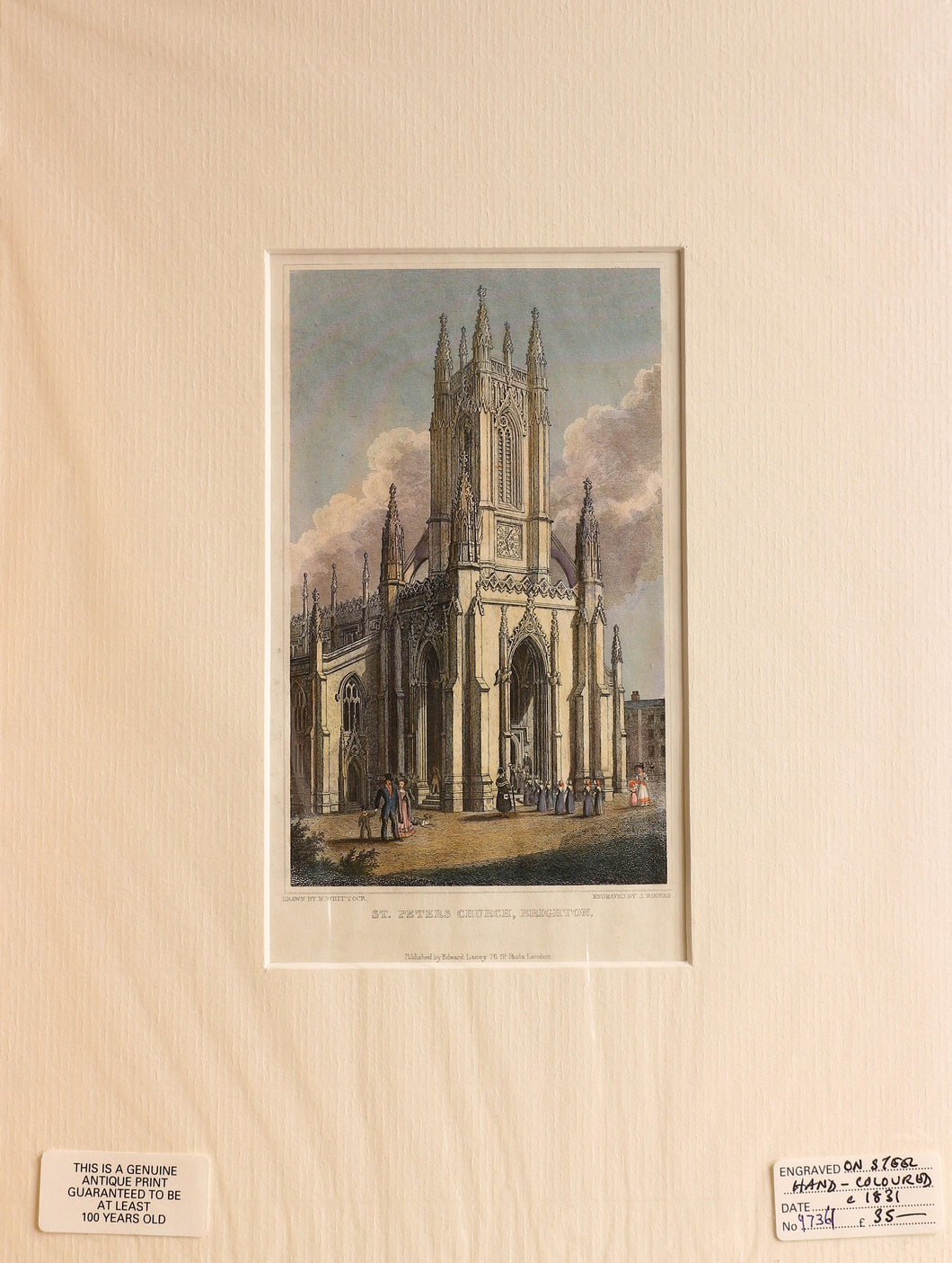 St Peters Church Brighton - Steel Engraving circa 1831