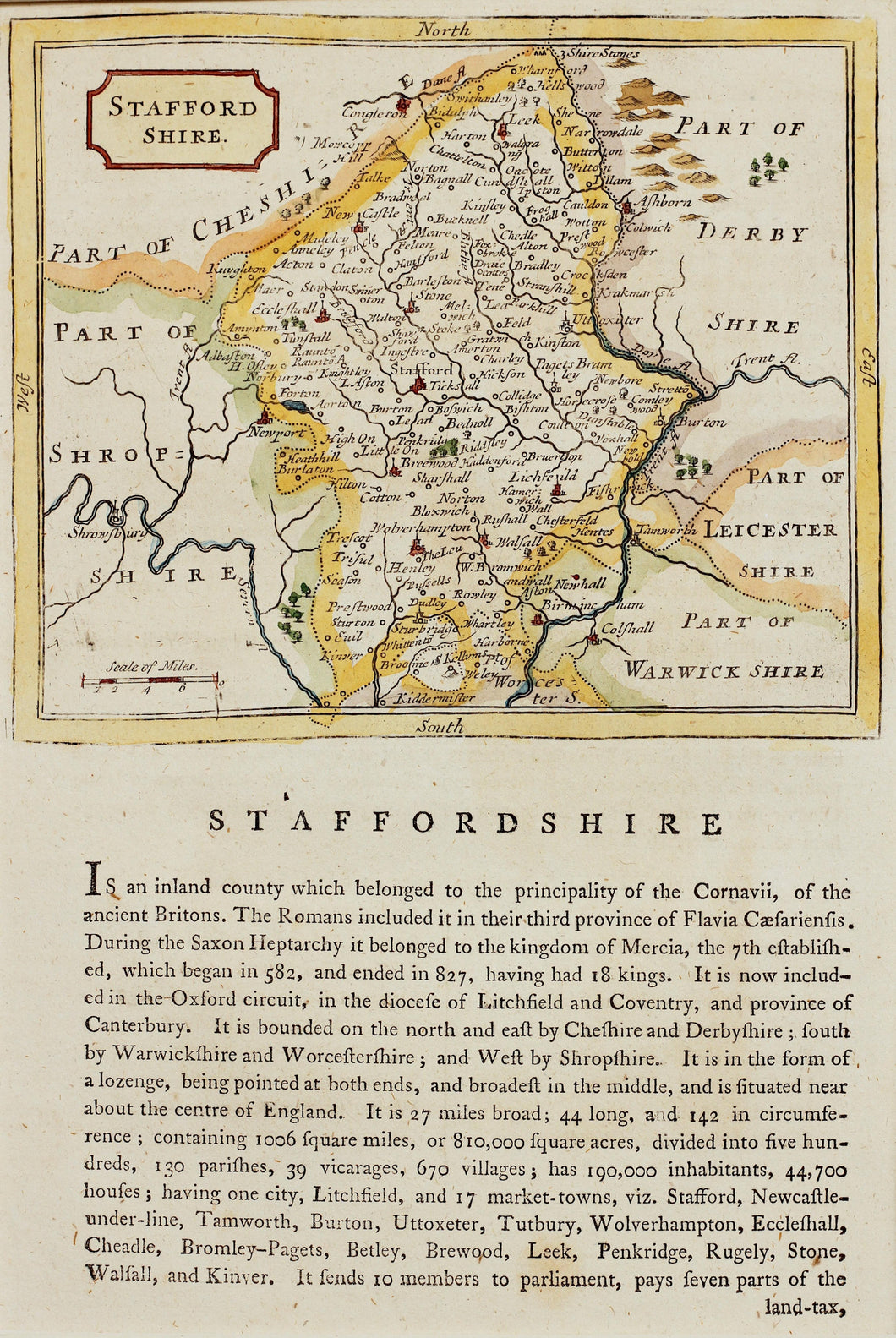 Staffordshire - Antique Map by Seller/Grose circa 1785