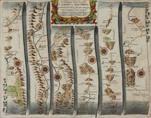Load image into Gallery viewer, The Road from St Davids to Holywell - Antique Ribbon Map circa 1675

