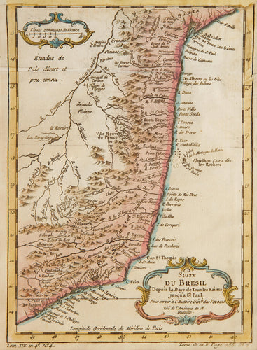 Suite du Bresil - Antique Map circa 1750s