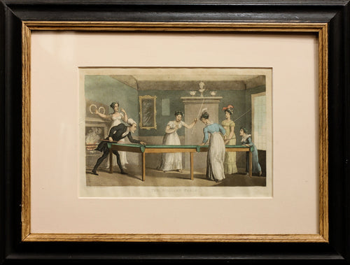 The Billiard Table - Antique Aquatint 1823