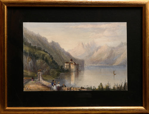 The Castle of Chillon - Antique Steel Engraving circa 1845