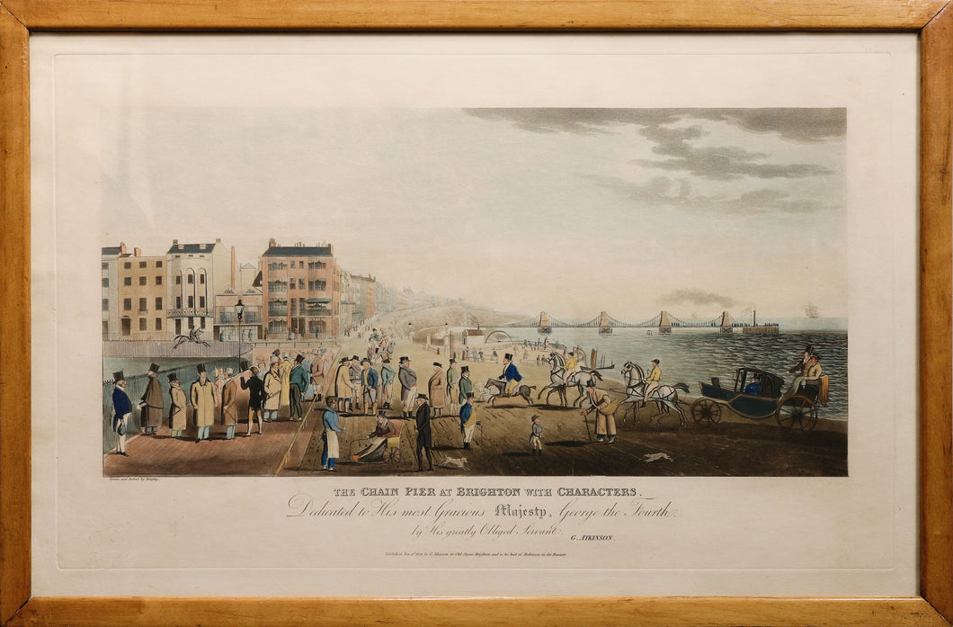 'The Chain Pier at Brighton with Characters' Aquatint circa 1870's