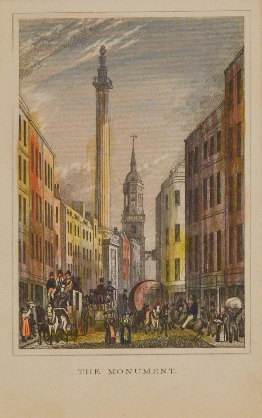 The Monument - Antique Steel Engraving circa 1828