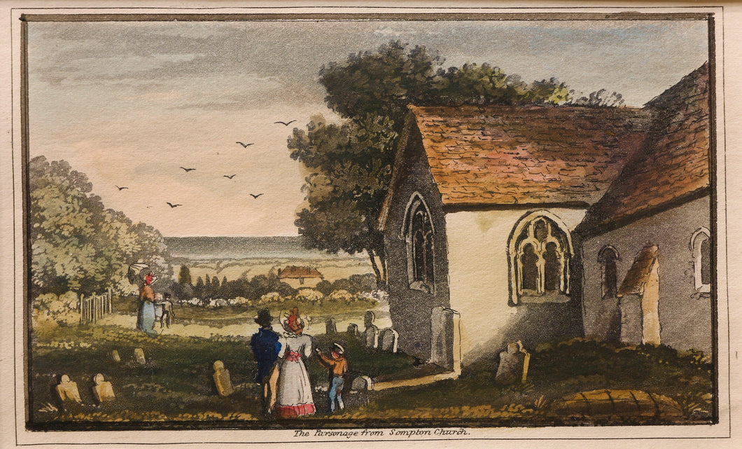 The Parsonage from Sompton Sompting Church - Antique Engraving circa 1830