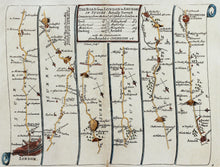 Load image into Gallery viewer, The Road from London to Arundel in Sussex - Antique Ribbon Map by John Senex, circa 1757
