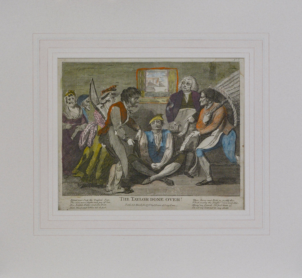 The Tailor Done Over - Antique Copper Engraving 1797