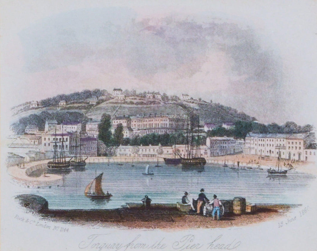 Torquay from the Pier Head - Antique Steel Engraving circa 1860