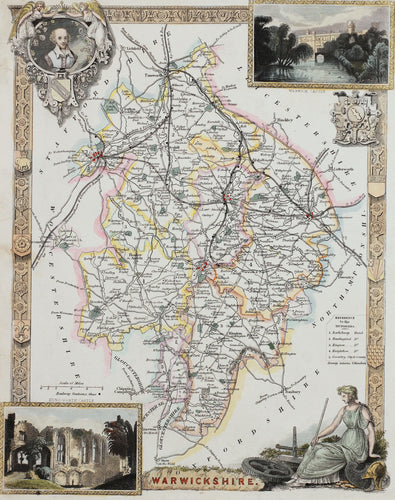 Warwickshire - Antique Map by Thomas Moule circa 1848
