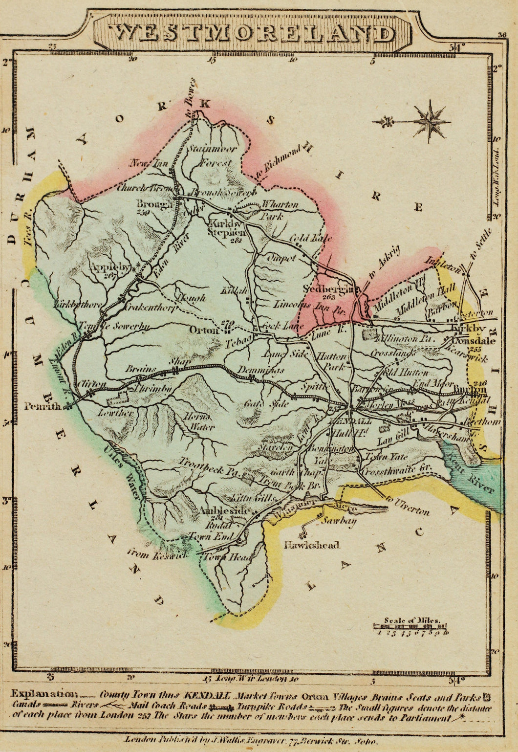 Westmoreland - Antique Map by J Wallis circa 1810