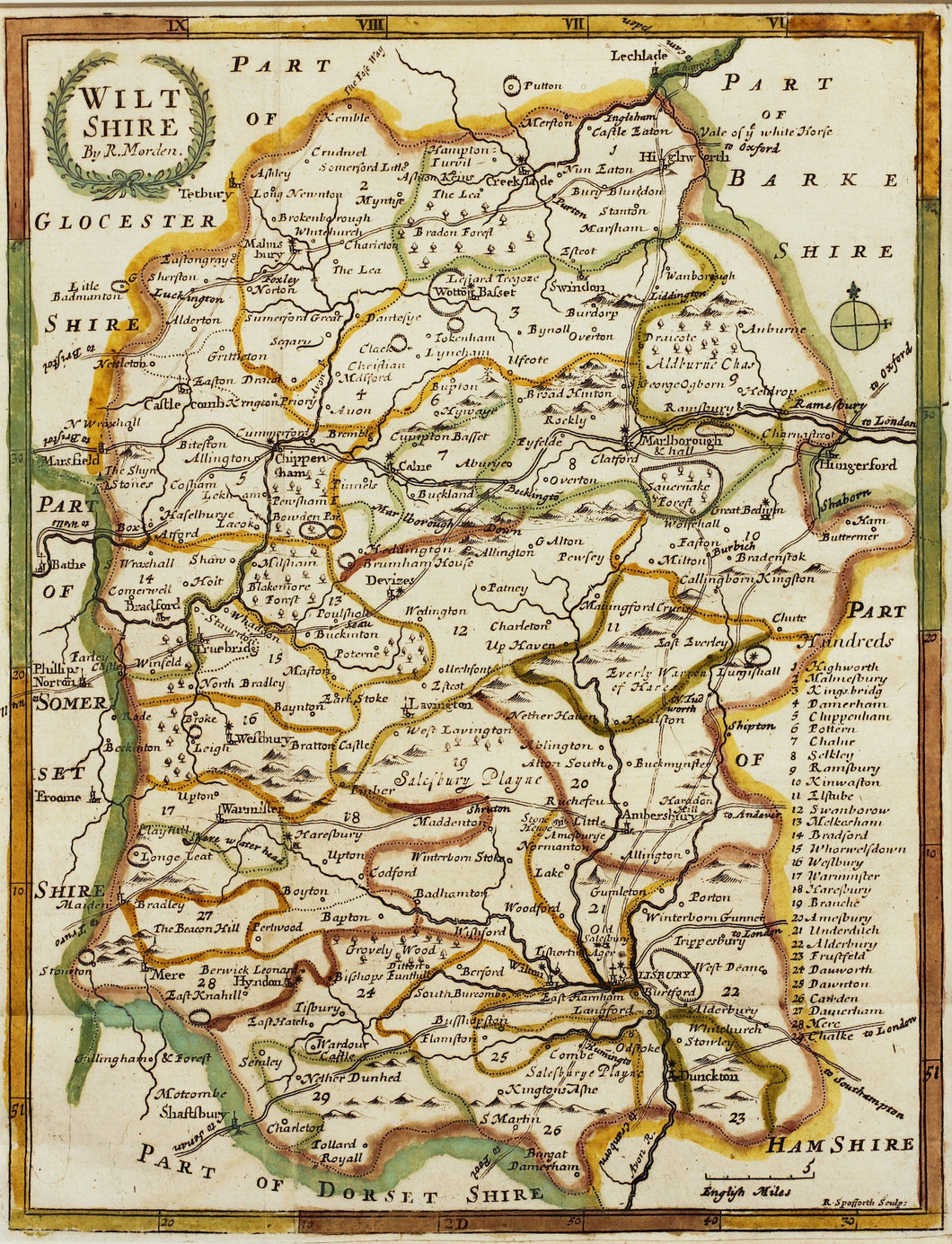 Wiltshire - Antique Map by Robert Morden circa 1708