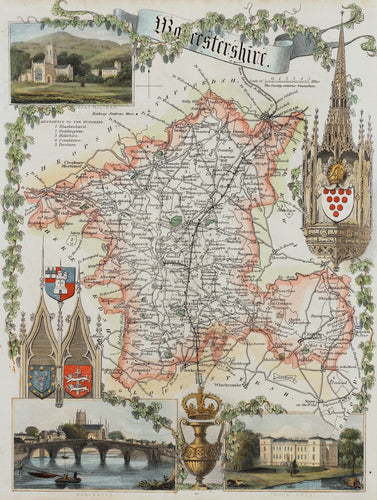 Worcestershire - Antique Map by Thomas Moule circa 1848