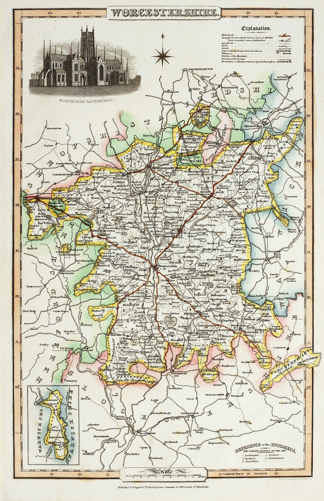 Worcestershire - Antique Map by Pigot 1826-50